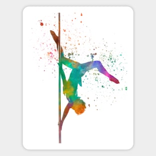 woman pole dancer silhouette  in watercolor Magnet